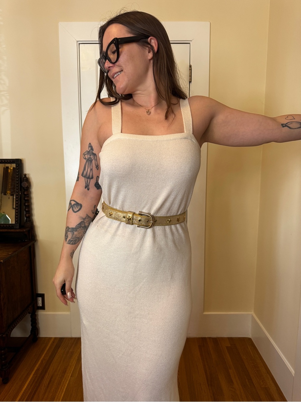 80s Vintage Nautical Rope Belt W Gold Stars